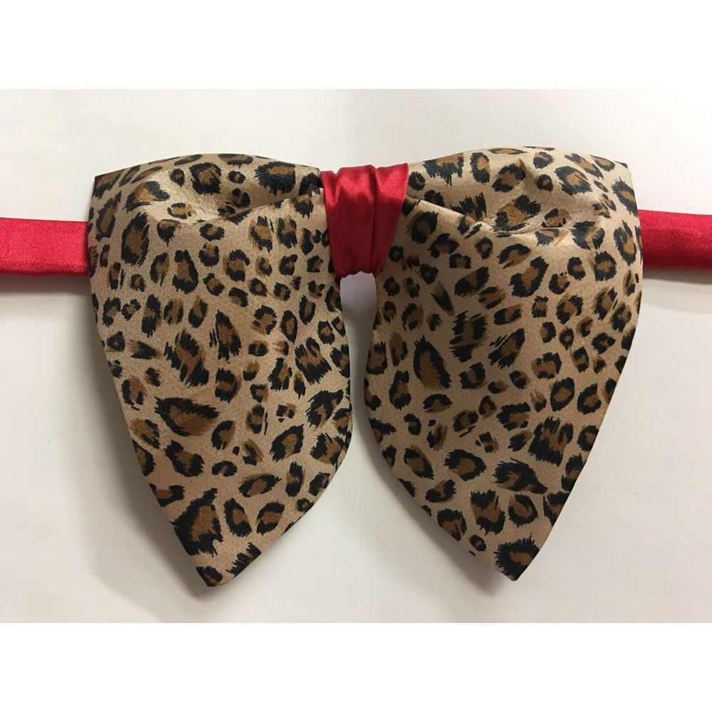 Oversized Black/Brown/Red Leopard Bow tie Vintage style‎ 70s Wedding Prom Gift